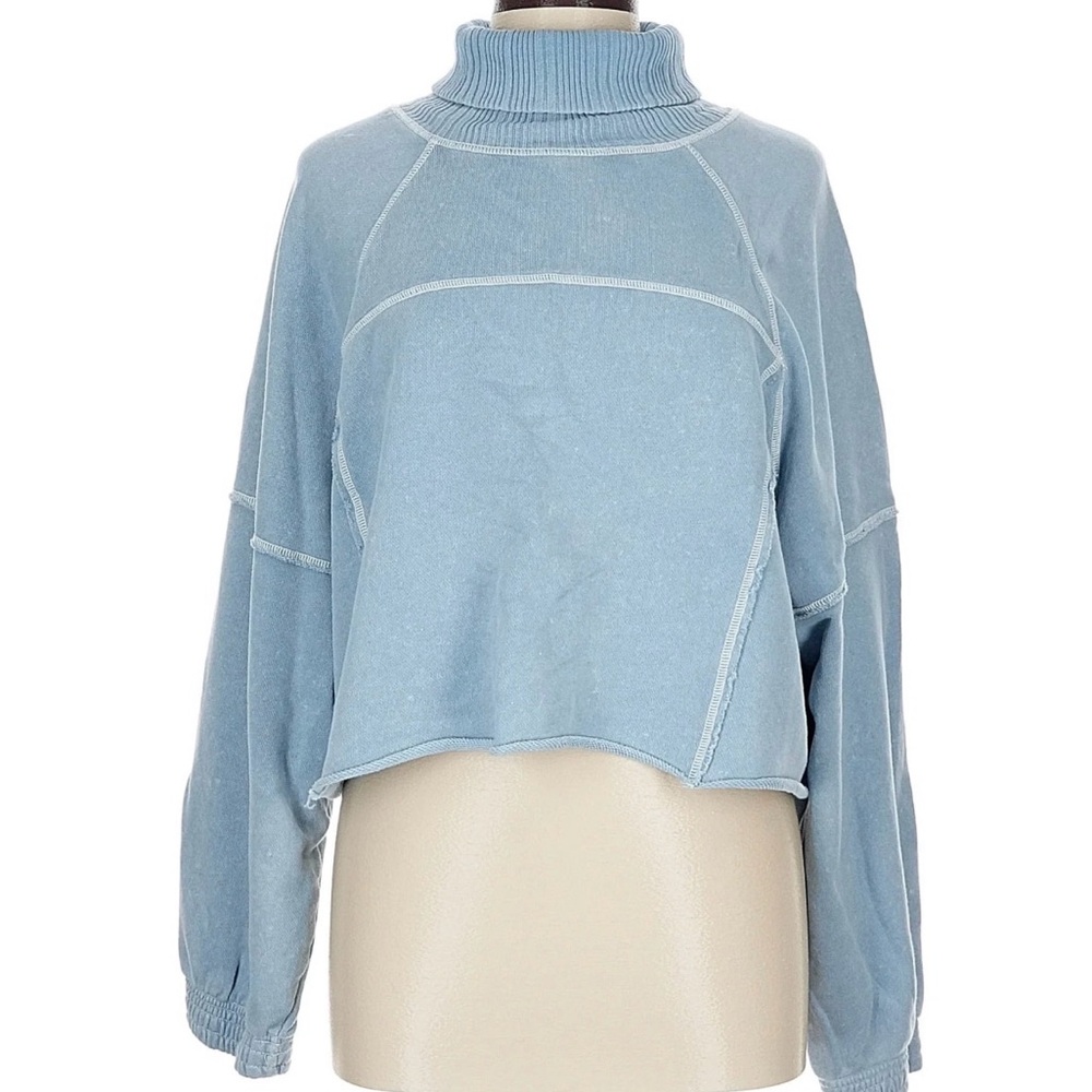 Aerie Light Blue Ribbed Turtleneck Sweater